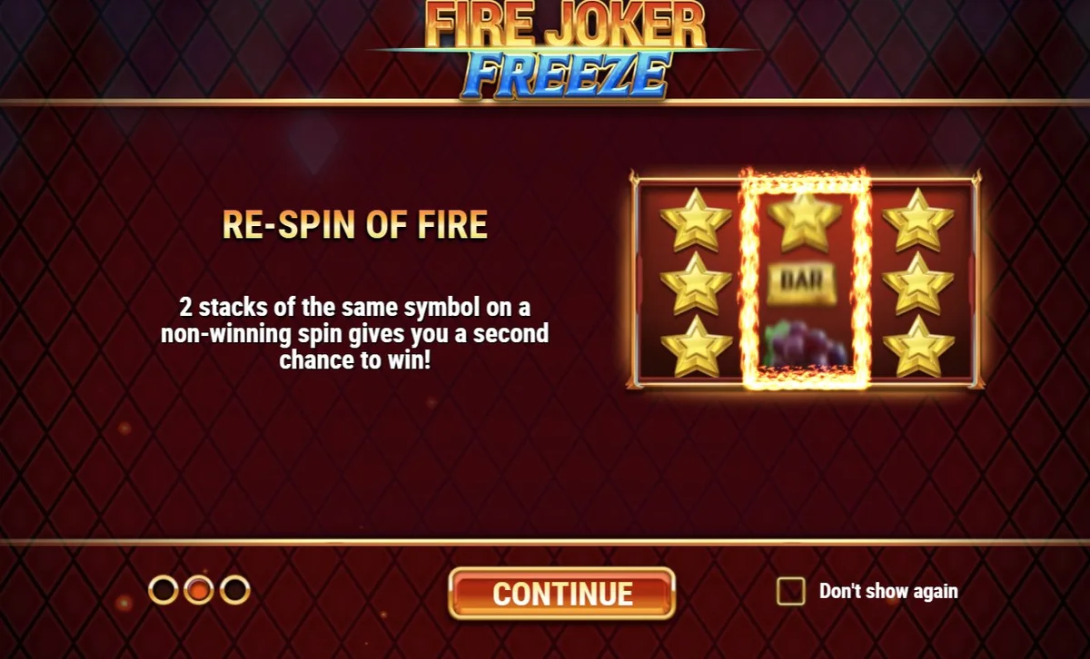 Re-Spin of Fire feature explanation screen in Fire Joker Freeze