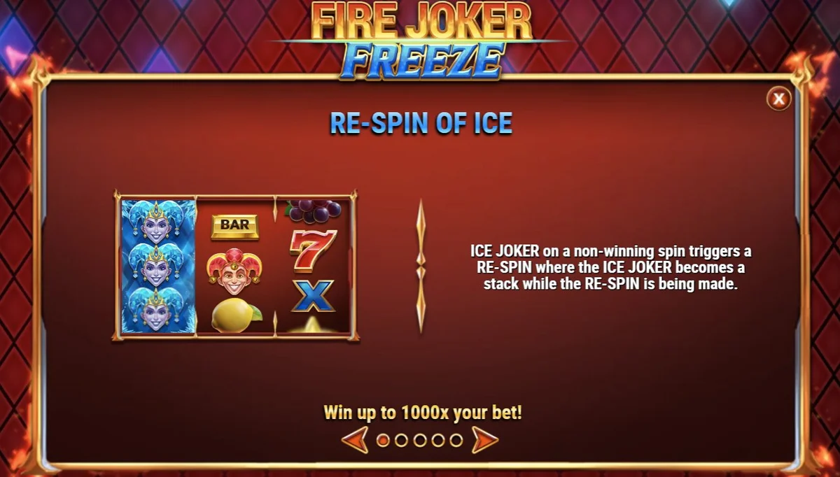 Fire Joker Freeze में Re-Spin of Ice फीचर — Ice Joker रील पर expanding
